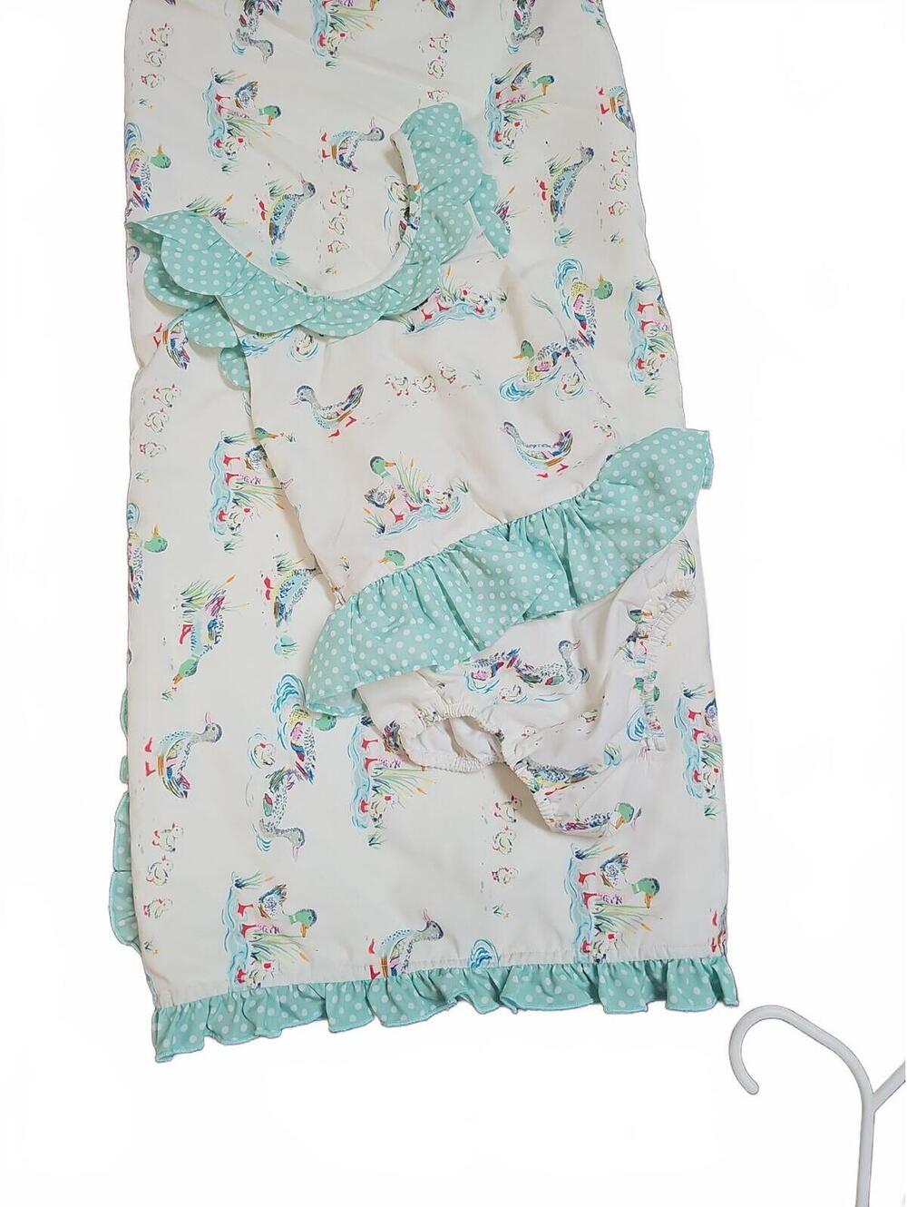 Busy Bees Smocks Girls Duck Print Bathing Suit Girls Size 4T & Ruffled Towel